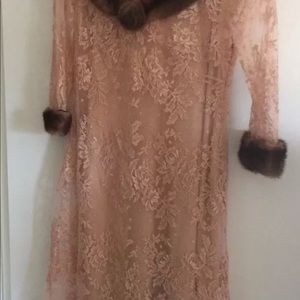 Collette Dinnigan mink n cuff French lace szL